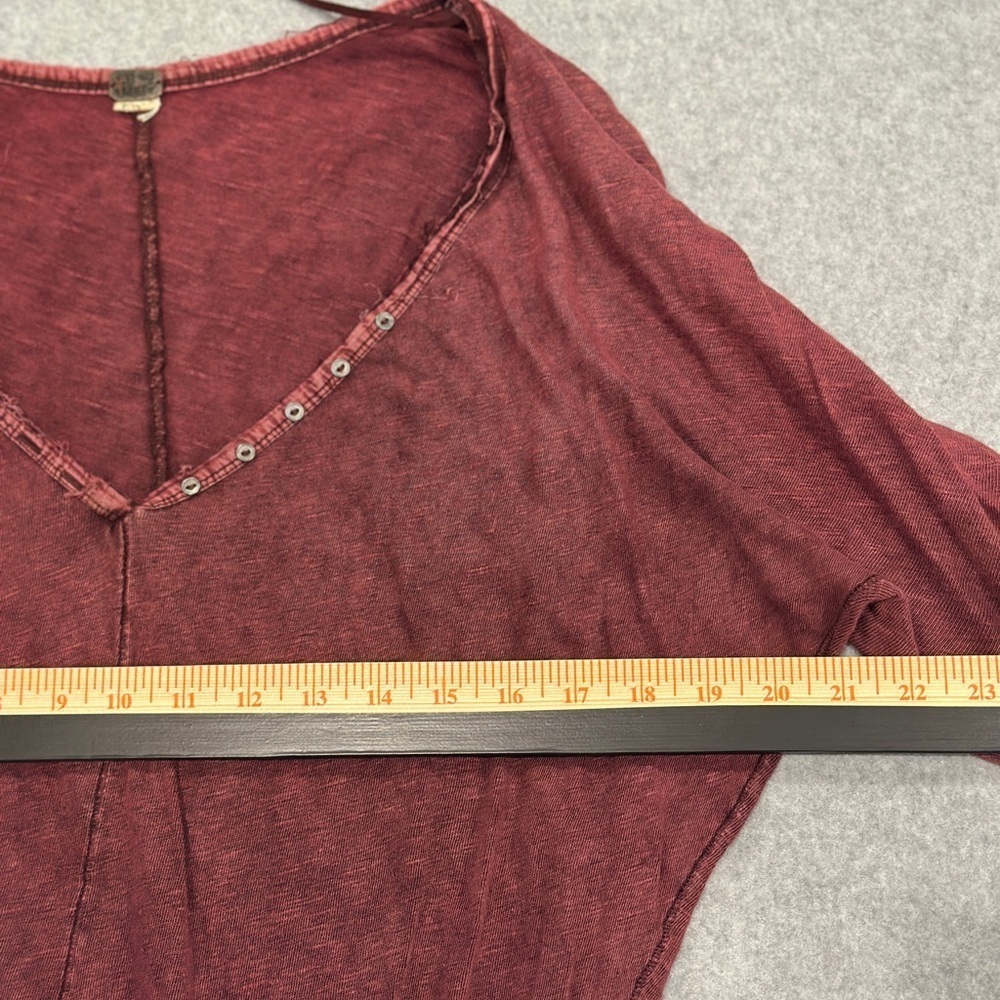 We The Free Burgundy V-Neck Long Sleeve Top - Picture 8 of 9